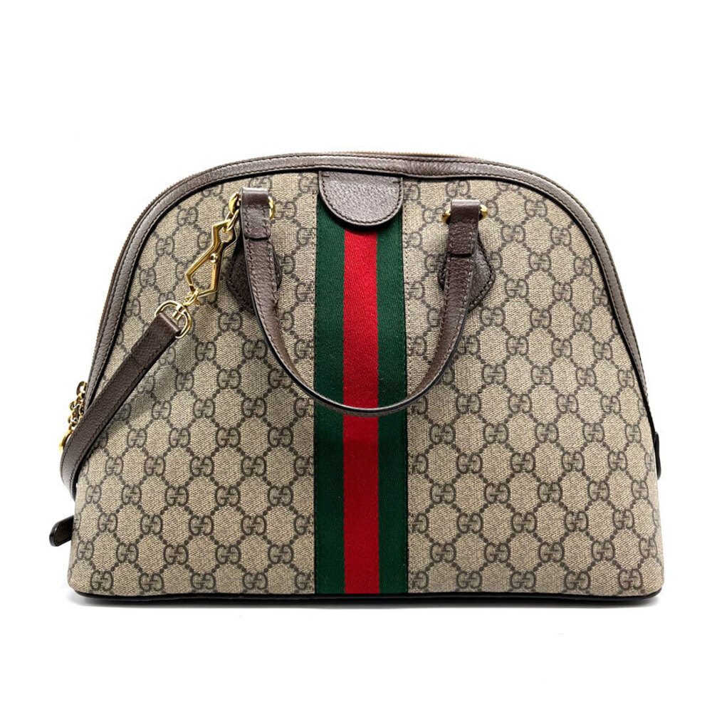 Gucci brown leather GG Bag Shoulder gold Supreme Ophidia 2way Brown Gold